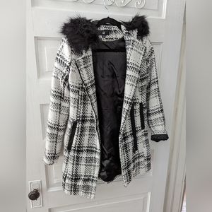 NWT IZ Byer Plaid coat w/ removable hood - S